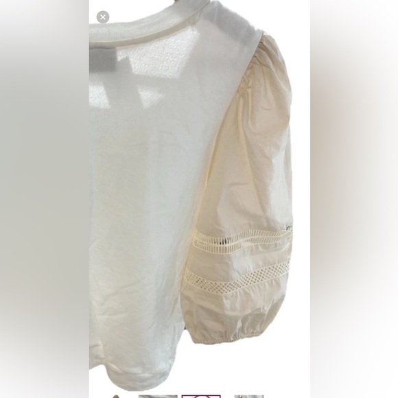 Emily Lovelock - Anthropologie White & Cream Puff Sleeve Top - Picture 6 of 9